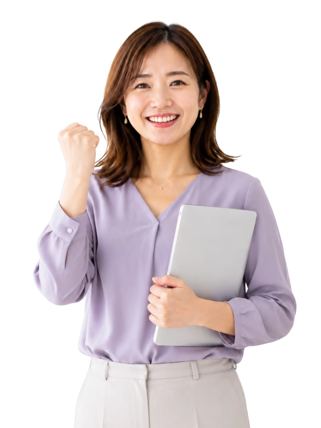 情報が整理できて喜ぶ女性